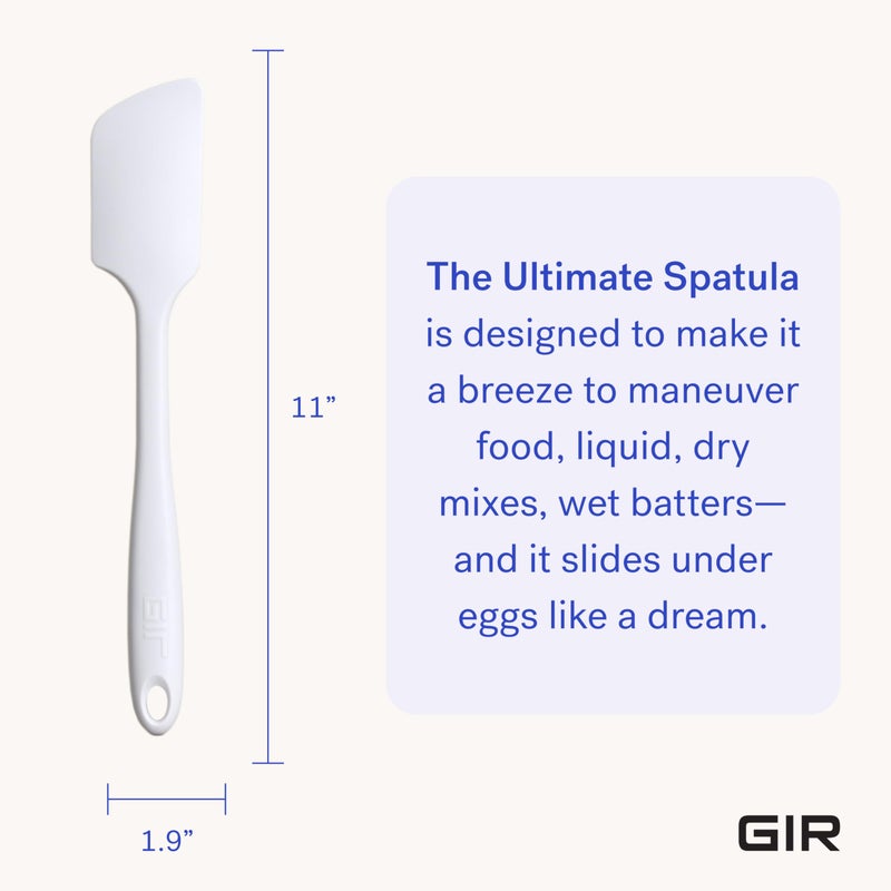 GIR: Get It Right Silicone Kitchen Spatula - Non-toxic Cooking Utensils for Nonstick Cookware, Cooking and Baking, Ultimate - 11IN - Studio White - Image 3